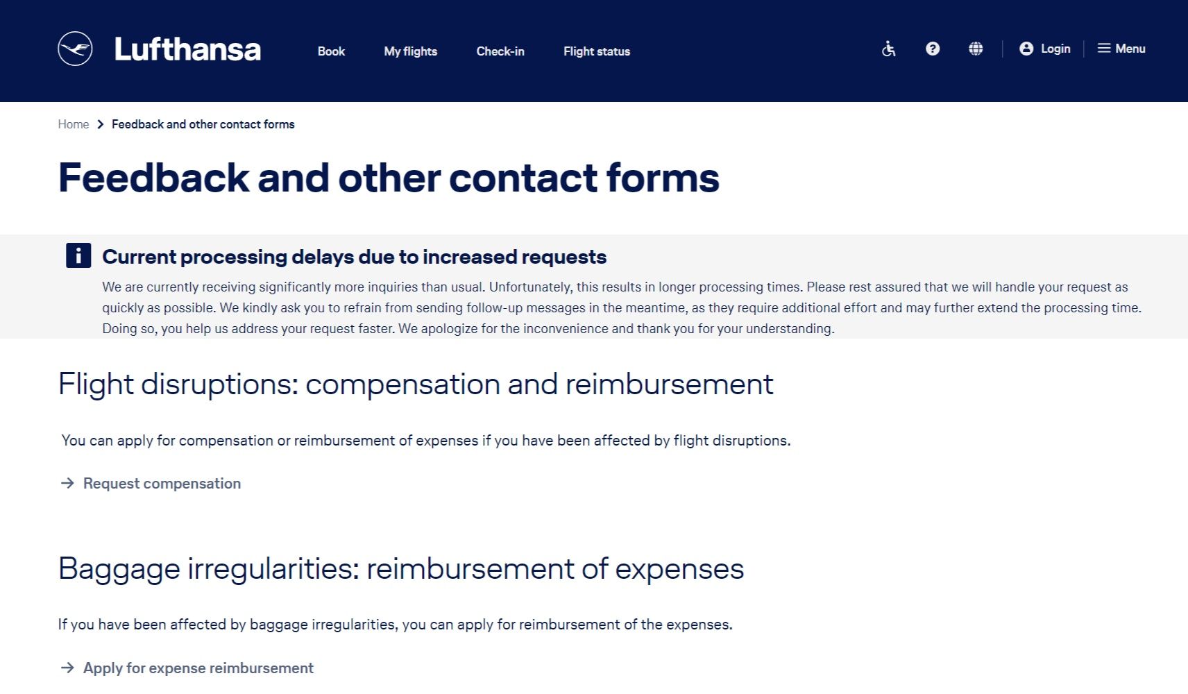 Lufthansa Compensation Portal Remains Conveniently Defective