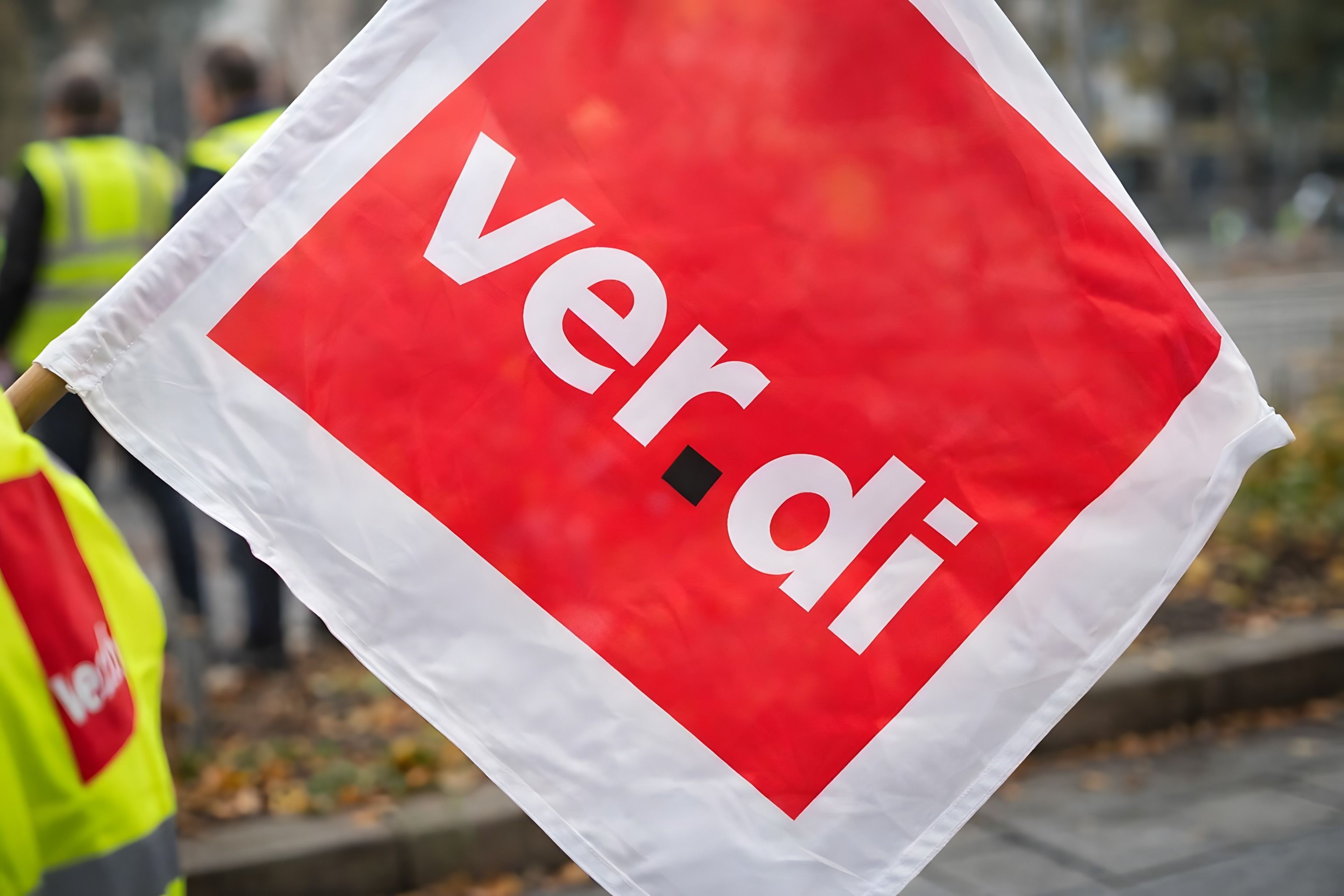 Verdi union flag at a protest