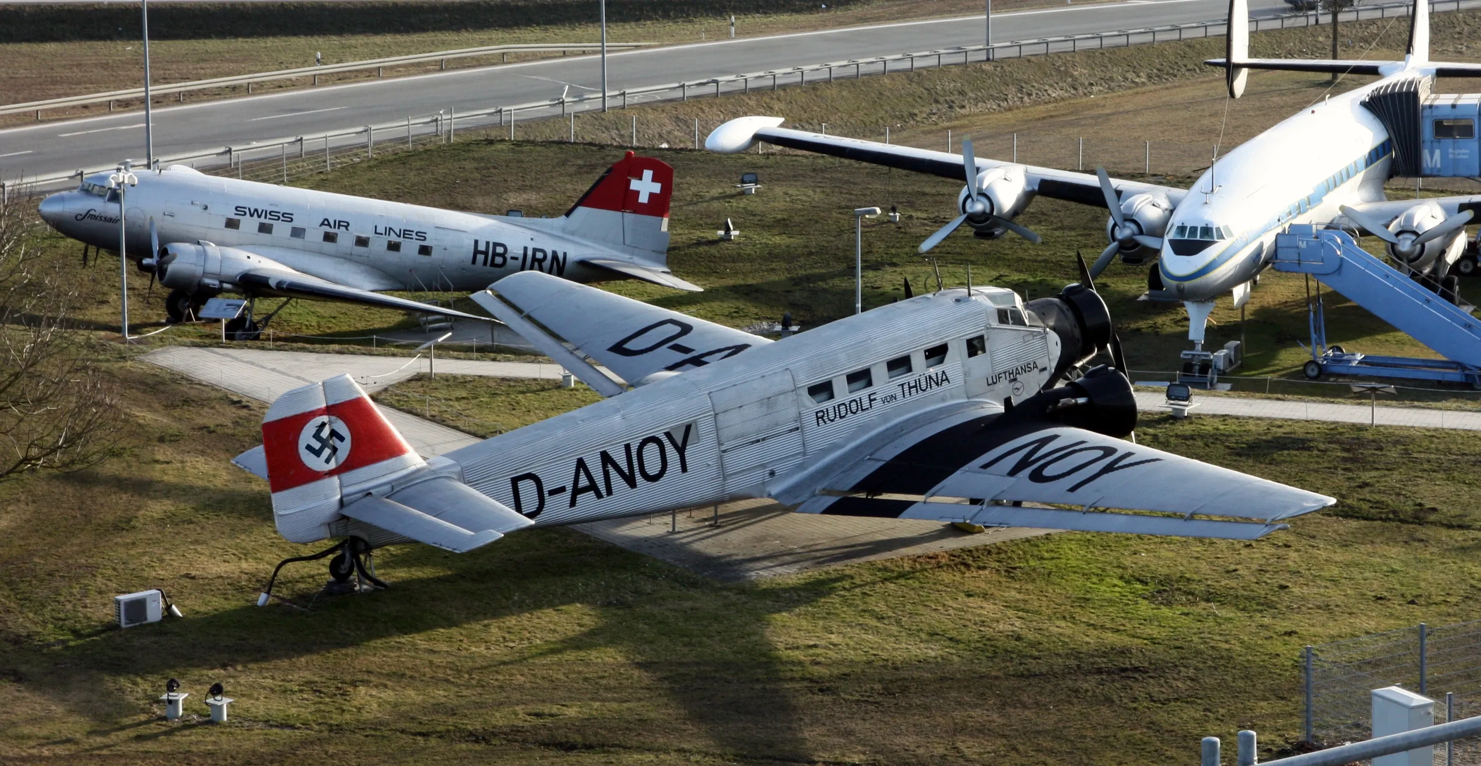 Junkers Ju 52 with artist's depiction of original livery